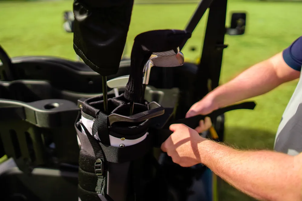 Golf bag holder on the Denago Scout Series