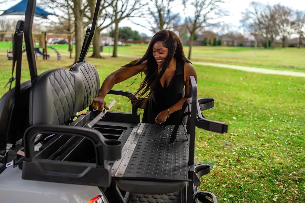 Flip-down rear seat on the Denago Scout Series