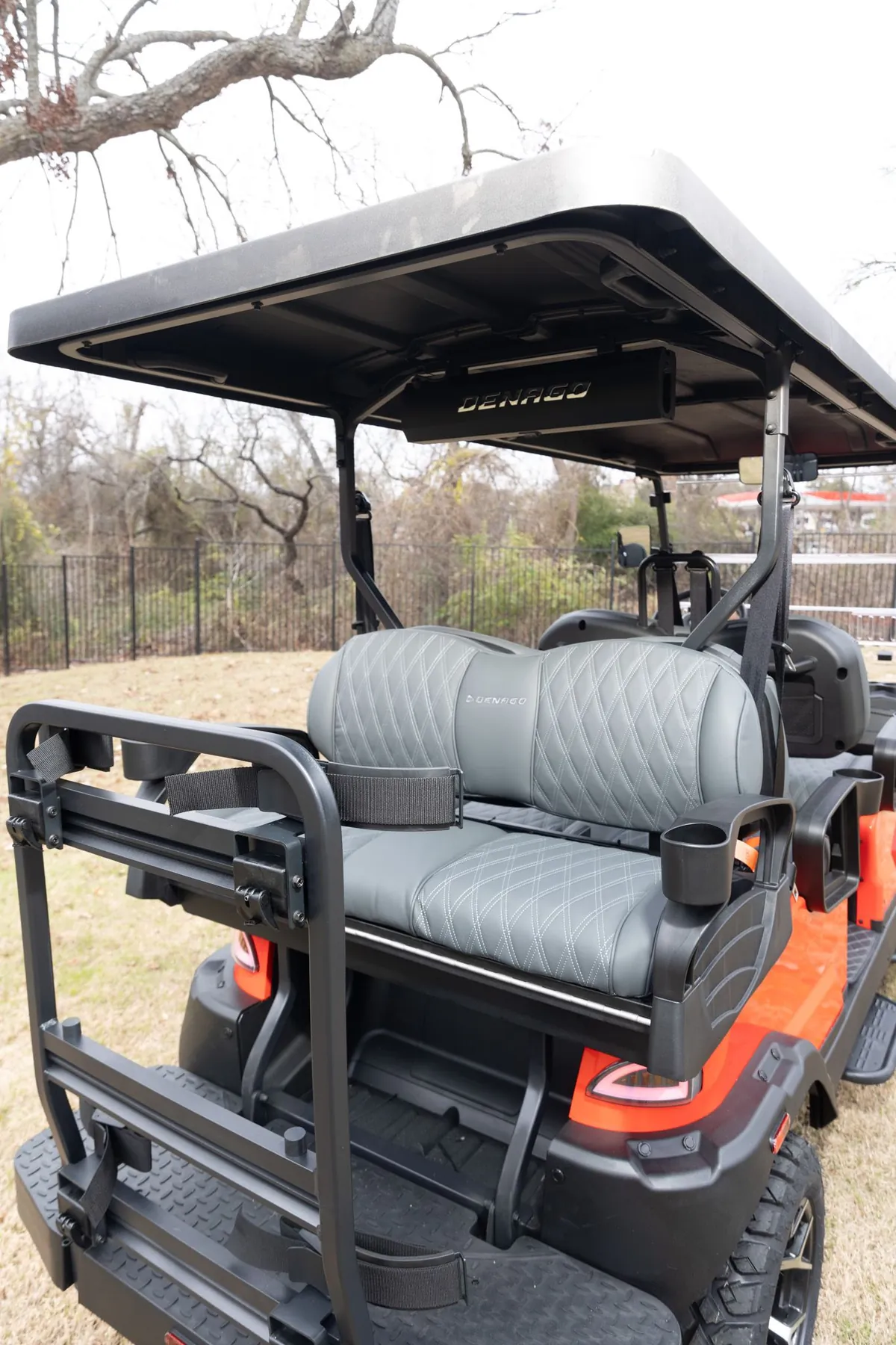 Six-seat golf cart with rear-facing seat
